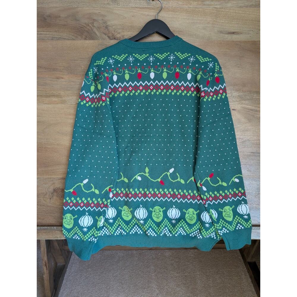 Dreamworks Shrek The Halls Donkey Holiday Sweater Mens XL Green Long Sleeve NWT - Picture 2 of 3